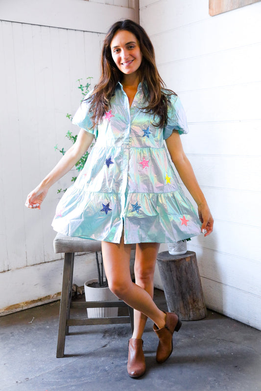 Nova Night Out Tiered Bubble Sleeve T Shirt Dress