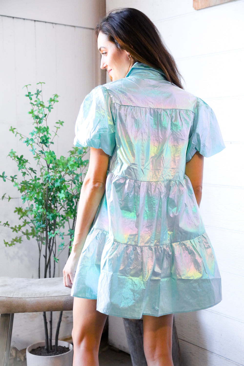 Nova Night Out Tiered Bubble Sleeve T Shirt Dress