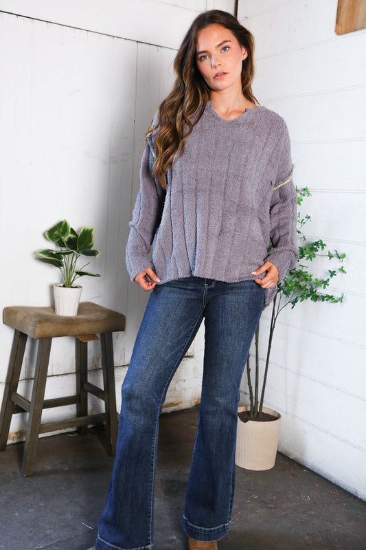 Snuggle Me Charcoal Thick Ribbed Sweater