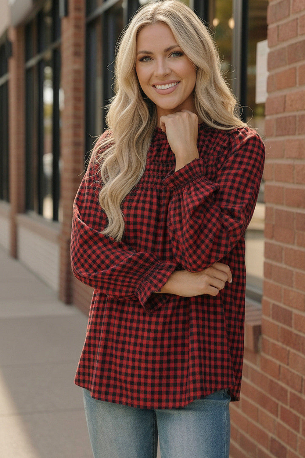 Wildwood Check Red Smock