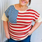 American Flag Jacquard Knit Sweater Top