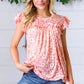 Peach Floral Print Frilled Short Sleeve Yoke Top