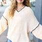 The Perfect Day Oatmeal Notched Neck Contrast Stitch Knit Hoodie