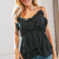Rayon Dobby Dot V Neck Elastic Waist Blouse