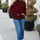 Cozy Red Sherpa Plaid Asymmetrical Zip Sweater Top