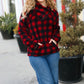 Cozy Red Sherpa Plaid Asymmetrical Zip Sweater Top