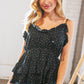 Rayon Dobby Dot V Neck Elastic Waist Blouse