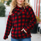 Cozy Red Sherpa Plaid Asymmetrical Zip Sweater Top