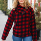Cozy Red Sherpa Plaid Asymmetrical Zip Sweater Top