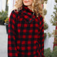 Cozy Red Sherpa Plaid Asymmetrical Zip Sweater Top