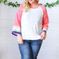 Pink Pointelle Color Block Wide Sleeve Pullover