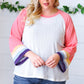 Pink Pointelle Color Block Wide Sleeve Pullover