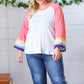 Pink Pointelle Color Block Wide Sleeve Pullover