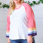 Pink Pointelle Color Block Wide Sleeve Pullover