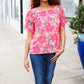 Vacay Vibes Floral Back Keyhole Short Smocked Banded Sleeve Top
