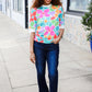Spring Vibes Multicolor floral Rib Back Bow Tie Detail Top