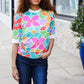 Spring Vibes Multicolor floral Rib Back Bow Tie Detail Top