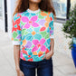 Spring Vibes Multicolor floral Rib Back Bow Tie Detail Top