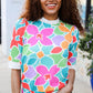 Spring Vibes Multicolor floral Rib Back Bow Tie Detail Top