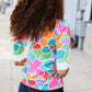 Spring Vibes Multicolor floral Rib Back Bow Tie Detail Top