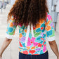 Spring Vibes Multicolor floral Rib Back Bow Tie Detail Top