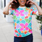 Spring Vibes Multicolor floral Rib Back Bow Tie Detail Top