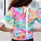 Spring Vibes Multicolor floral Rib Back Bow Tie Detail Top