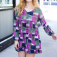 Lock Eyes Lavender Geo Print Ruffle Hem Dress