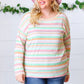 Green Apple & Tangerine Textured Vintage Stripe Top