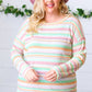 Green Apple & Tangerine Textured Vintage Stripe Top