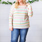 Green Apple & Tangerine Textured Vintage Stripe Top