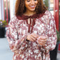 Spread Joy Taupe Floral Front Tie Elastic Long Sleeve Blouse (Copy)