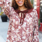 Spread Joy Taupe Floral Front Tie Elastic Long Sleeve Blouse (Copy)