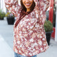 Spread Joy Taupe Floral Front Tie Elastic Long Sleeve Blouse (Copy)