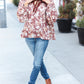 Spread Joy Taupe Floral Front Tie Elastic Long Sleeve Blouse (Copy)