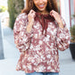 Spread Joy Taupe Floral Front Tie Elastic Long Sleeve Blouse (Copy)
