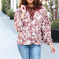 Spread Joy Taupe Floral Front Tie Elastic Long Sleeve Blouse (Copy)