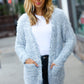 Leading Lady Slate Blue Two Tone Fuzzy Soft Brushed Cardigan