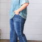Dark Blue Raw Hem Cropped Denim Jeans