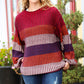 Take All Of Me Burgundy & Navy Stripe Oversized Sweater
