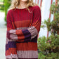 Take All Of Me Burgundy & Navy Stripe Oversized Sweater