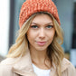 Rust Knit Velvet Chenille Fold Over Beanie