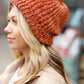 Rust Knit Velvet Chenille Fold Over Beanie