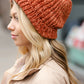 Rust Knit Velvet Chenille Fold Over Beanie