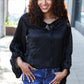 Live For Today Black Woven Front Tie Silky Blouse