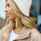 Cream Knit Velvet Chenille Fold Over Beanie