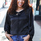 Live For Today Black Woven Front Tie Silky Blouse