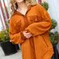 Rust Waffle Button Down Oversized Shacket