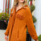 Rust Waffle Button Down Oversized Shacket