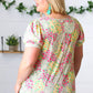 Canary/Mint Floral Square Neck Bubble Sleeve Top